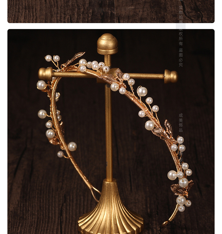 g4224新娘头饰女手工珍珠发箍日系韩版发饰皇冠头箍婚纱影楼配饰