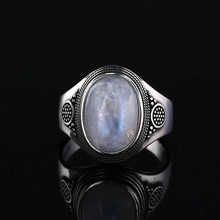 跨境vintage饰品复古椭圆青金石戒指做旧尼泊尔夸张图腾宝石指环