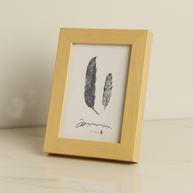 木纹加厚相框空框书桌面摆件简约5寸7寸ins风纯色20寸大画框批发