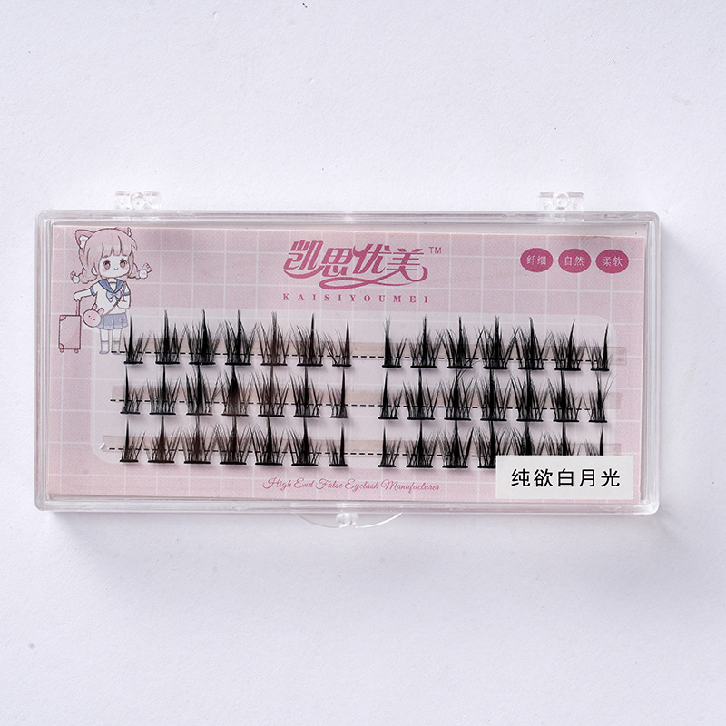 3/5/8/10 Row New Lazy Pure Desire White Moonlight False Eyelashes Segmented Single Cluster Natural Black Fine Stem Eyelash