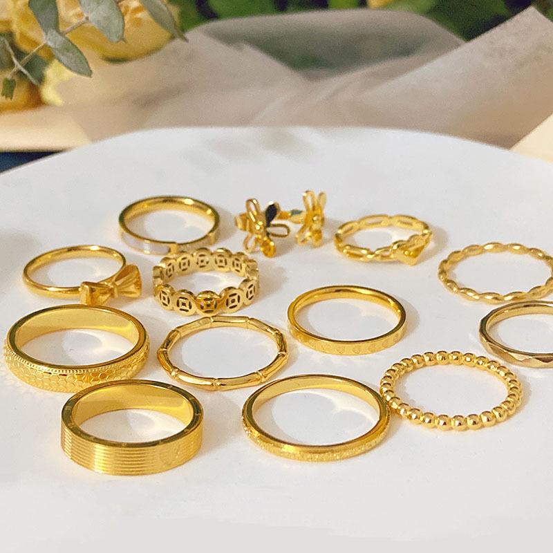 2023 New Golden Ring Collection Special-Interest Design High Sense Personalized Index Finger Ring Female Non-Fading Bracelet