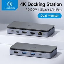 Hagibis USB C Docking Station Type C to Dual 4K HDMI i-Pad