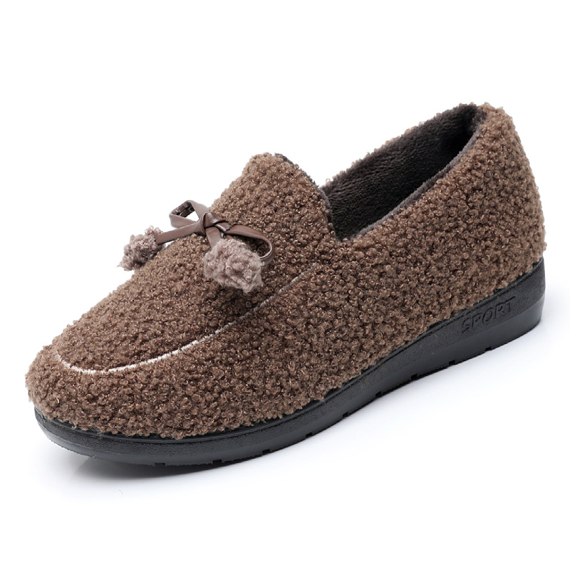Support Processing Customized New Product Old Beijing Cloth Shoes Fleece-lined Thermal Home Wear Indoor Women Cotton Slippers One Pedal Cotton Shoes