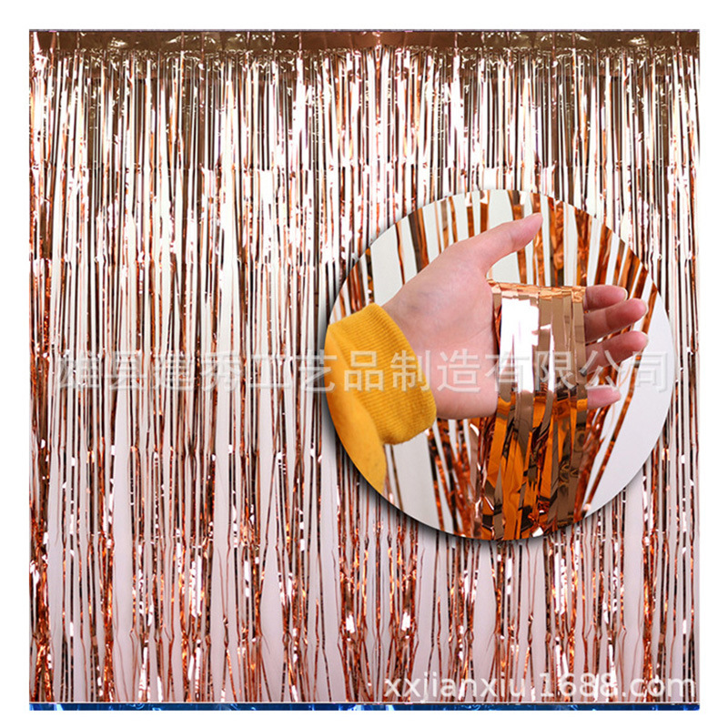 Bright Tinsel Curtain 1*2 Golden Tassel Adult Party Gathering Birthday Background Wedding Stage Cloth