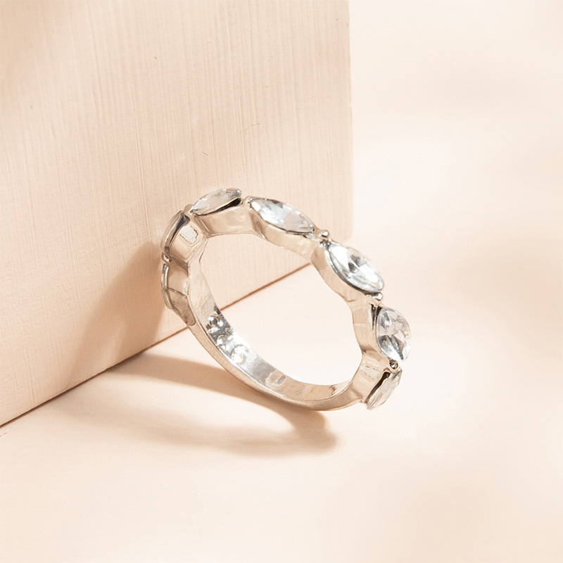 拼色金银色跨境戒指女水钻百搭时尚个性食指轻奢戒指不掉色小众