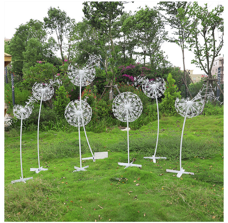 户外不锈钢镂空蒲公英雕塑草坪园林景观小区铁艺美陈发光摆件