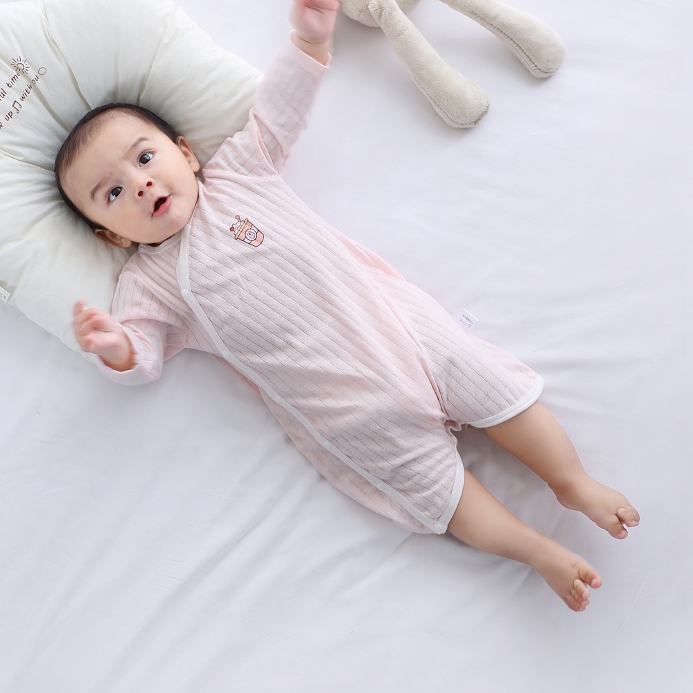 Baby Clothes Summer Baby Air-Conditioned Room Belly Protection Jumpsuit Baby Sleeping Bag Spring and Autumn Pure Cotton Newborn Thin Pajamas