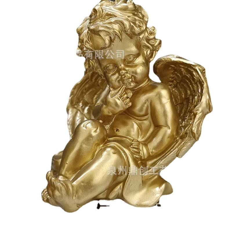 北欧树脂人物雕塑橱窗道具金天使摆件样板房拍摄道具软装饰品车载