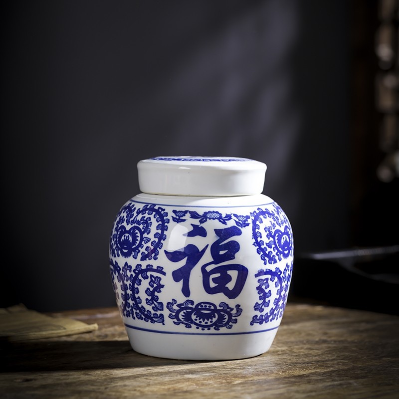 陶瓷中药陶瓷罐子草药坛子带盖密封罐中药粉储藏罐储物罐可加logo