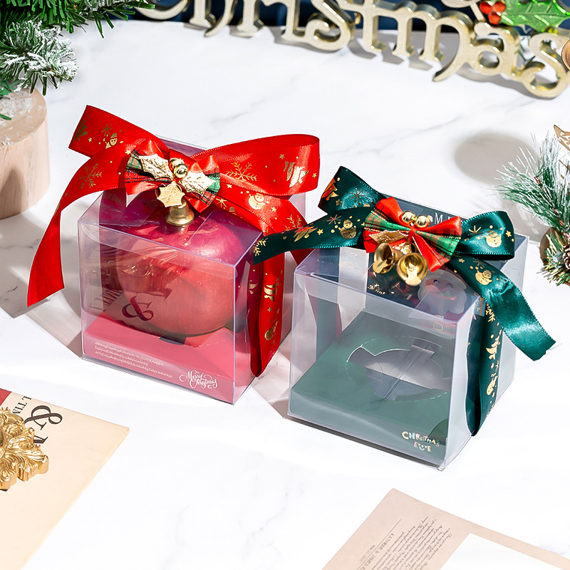 圣诞节透明盒蛋糕慕斯巧克力苹果盒平安夜糖果包装盒子简易组装