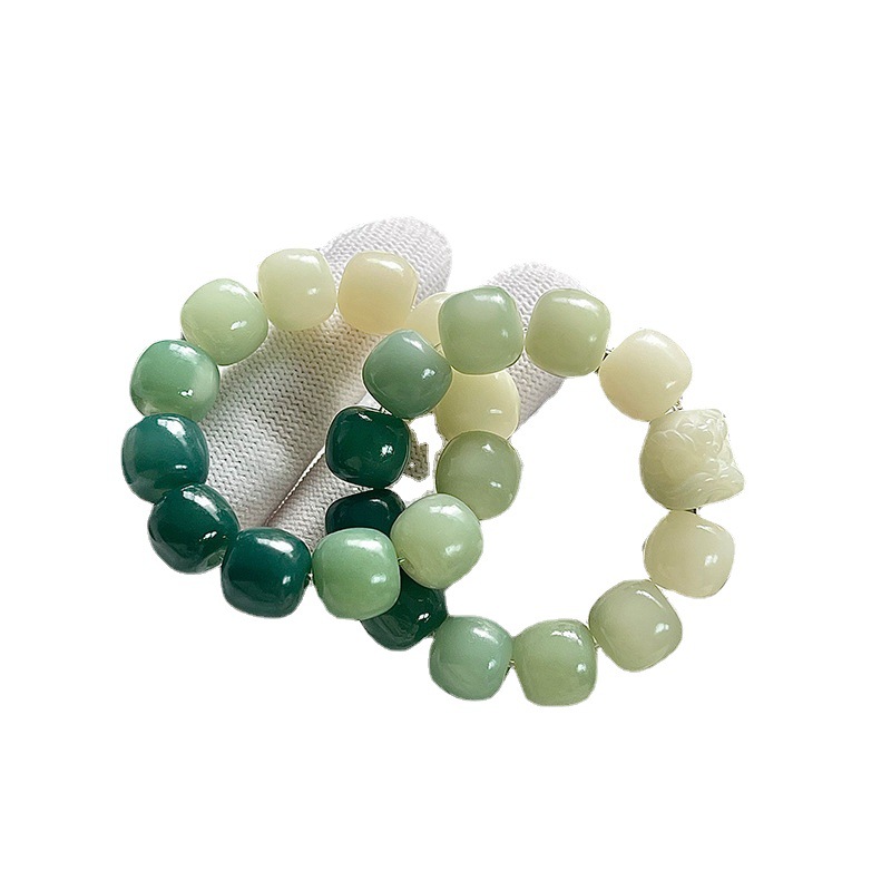 Natural White Jade Bodhi Bracelet Refined High Throw Interlocking Hand Toy Student Play Buddha Beads Rosary Factory Direct Sales