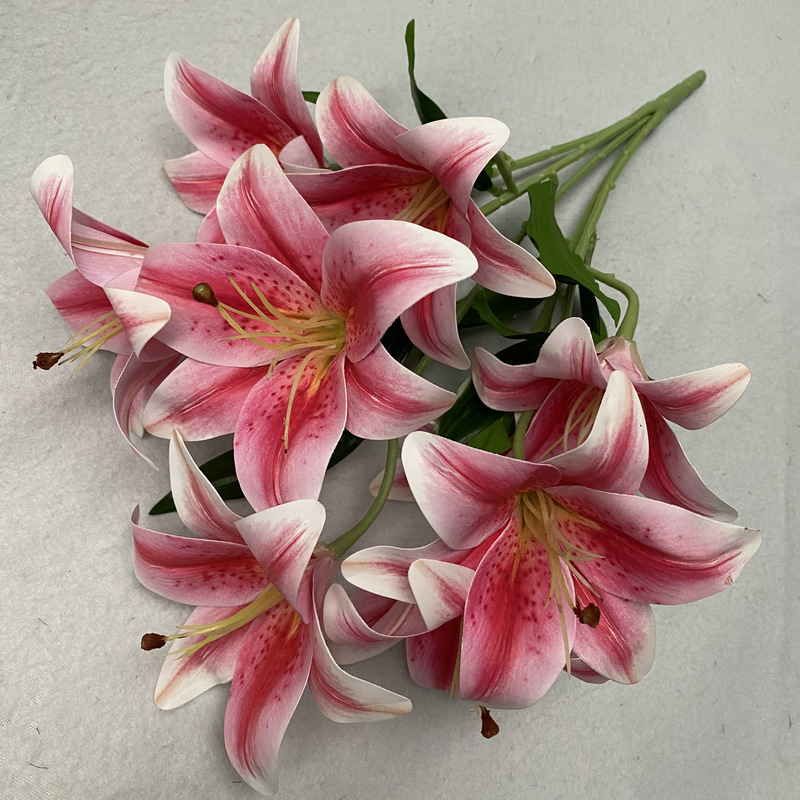 New Simulation 3d9 Head Lily Bulb Pu Feel Artificial Flower Wedding Home Furnishing Decoration Decoration Floriculture and Fake Flower