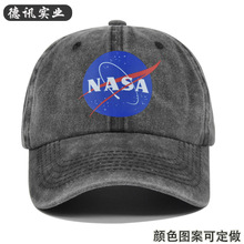 欧美NASA涂鸦印花棒球帽彩色丝印鸭舌帽做旧弯檐帽遮阳帽个性帽