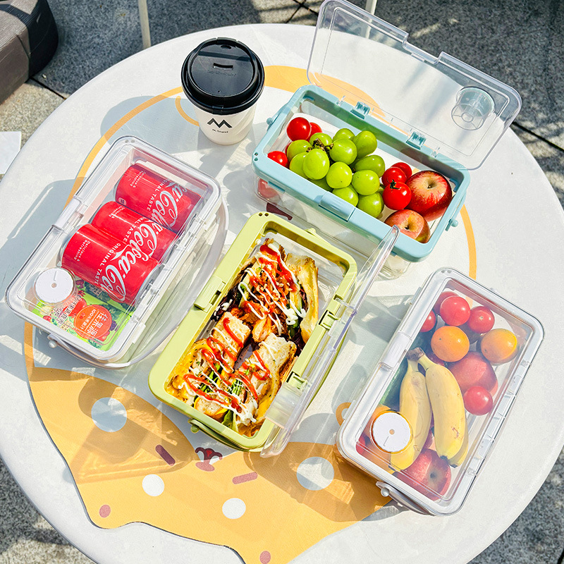 Portable Crisper Multi-Grain Vegetable Refrigerator Crisper Bento Box Outdoor Picnic Basket Snack Fruit Storage Box