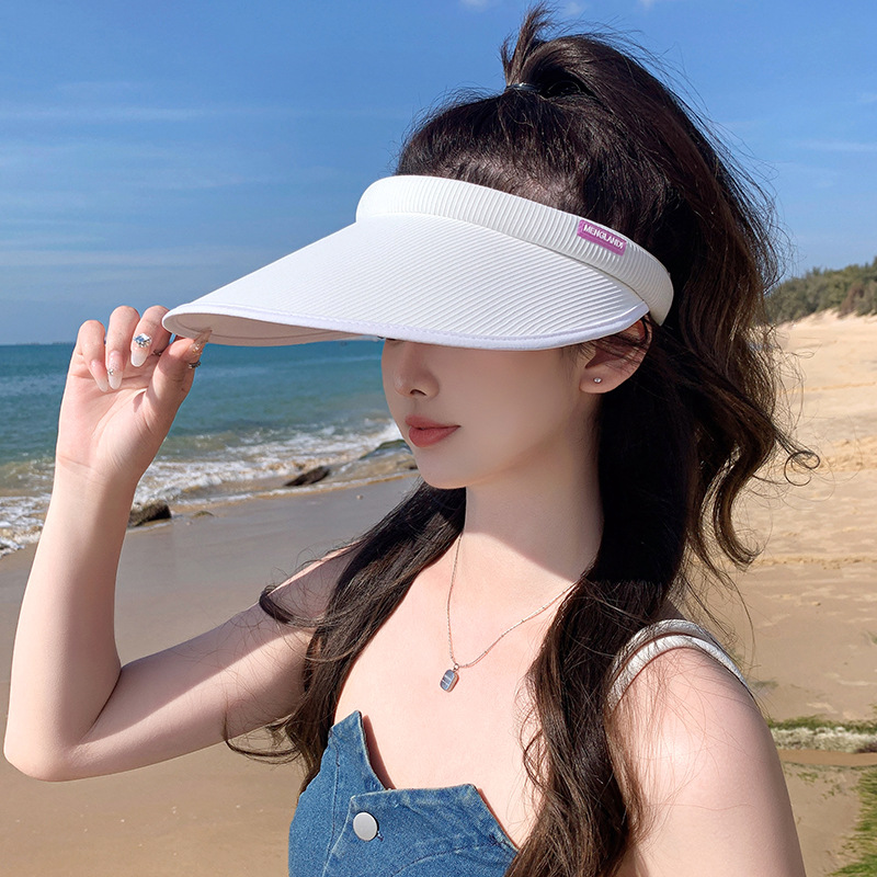 夏天骑车大帽檐防晒百搭空顶遮阳帽海边出游遮脸发箍式空顶太阳帽