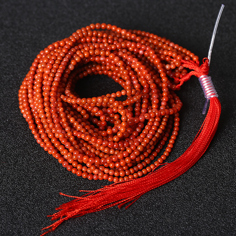 原矿南红玛瑙散珠满肉柿子红半成品长链3mm 流苏手链项链diy配饰