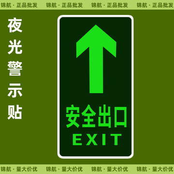安全出口地贴夜光自发光耐磨安全疏散标识指示牌逃离方向警示贴