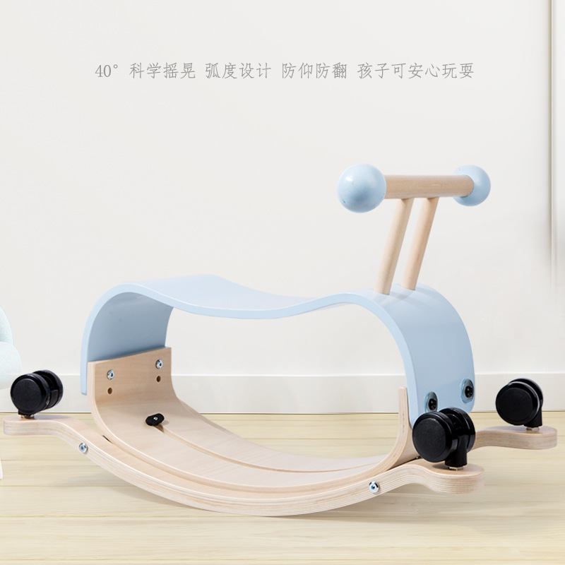 Wooden Rocking Horse Kids Balance Bike Two-in-One Baby Walker Rocking Chair Boys and Girls Luge Toys Wholesale