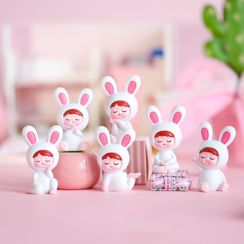 Cute Cartoon Bunny Decoration Resin Crafts Desktop Office Decorations Adorable Girl Heart Children Gift