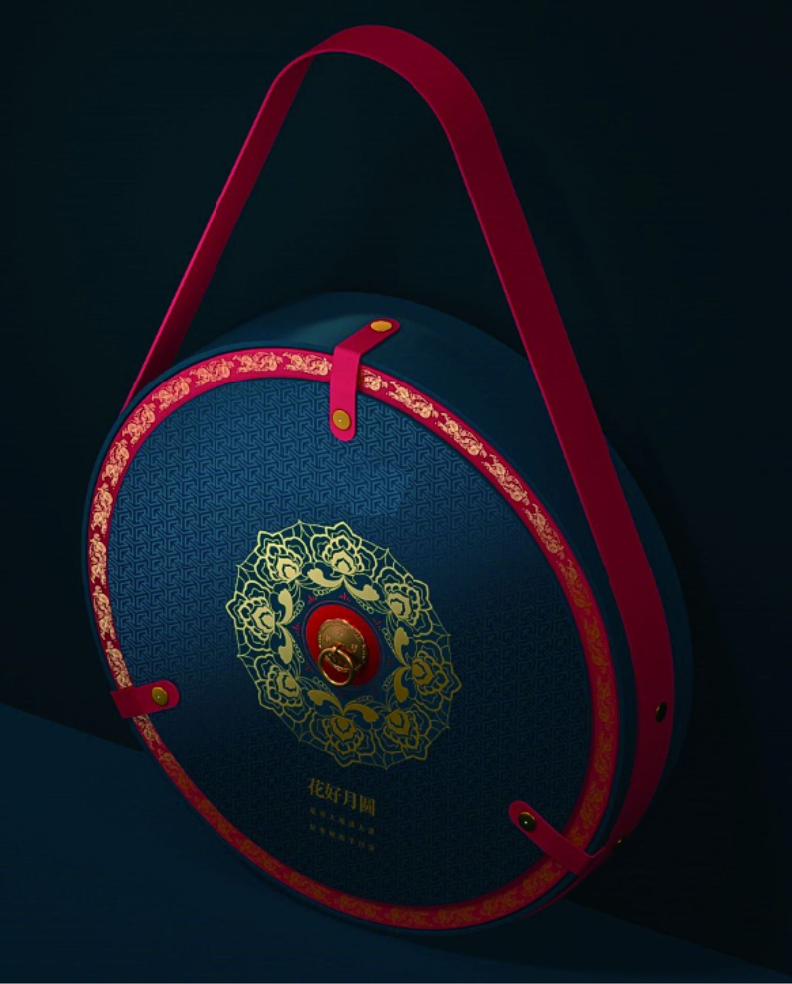 国潮中秋礼盒空盒圆形月饼盒6粒装新款高档创意手提式包装盒