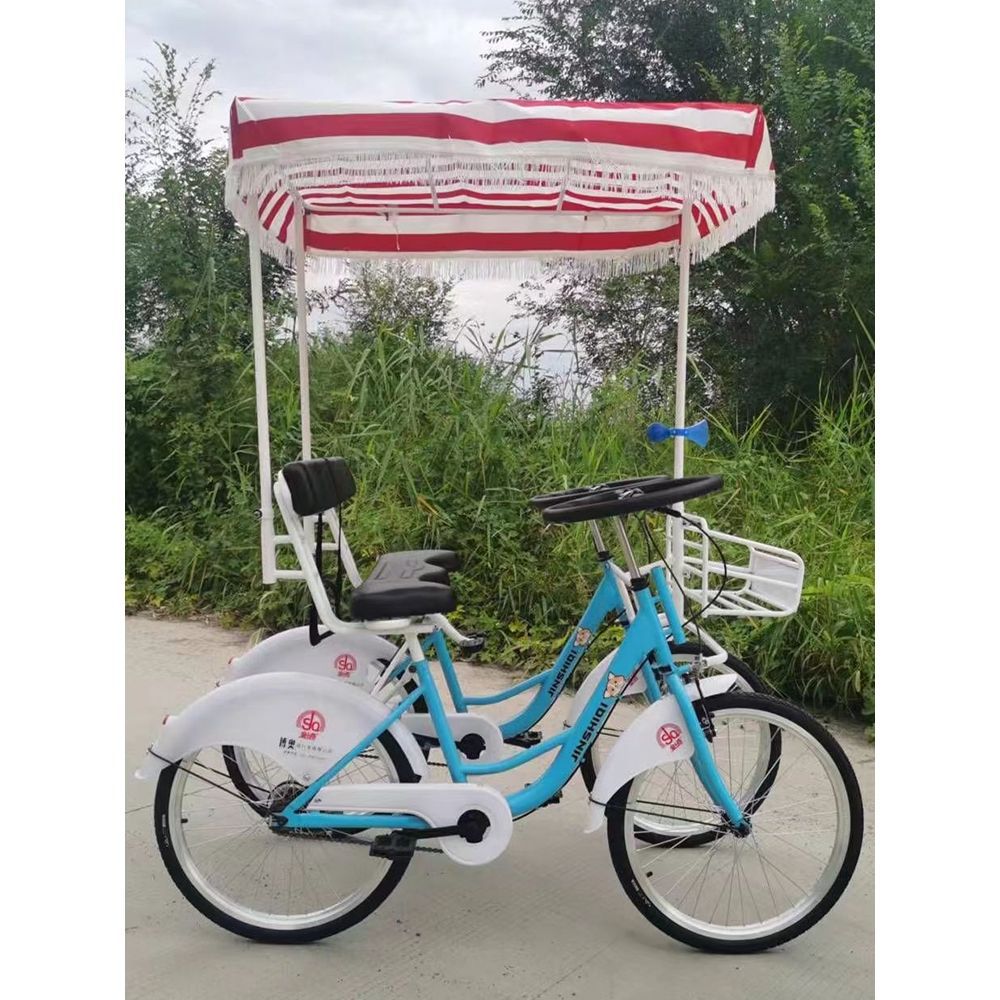 双人自行车情侣两人骑亲子三人旅游观光四轮双人车景点绿道用