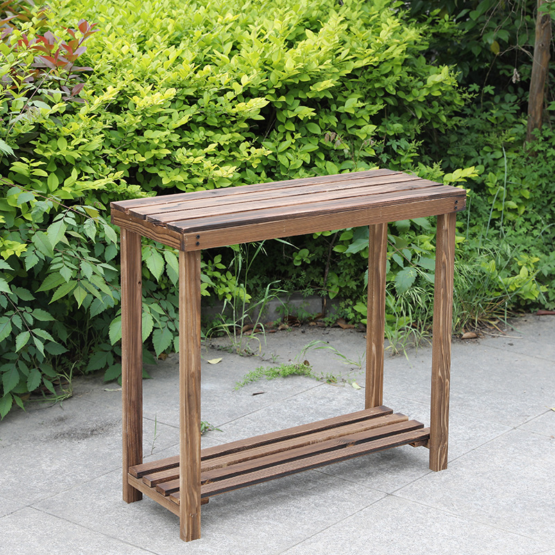 友徽花架置物架实木碳化阶梯多层阳台落地防腐木室内户外绿萝花盆