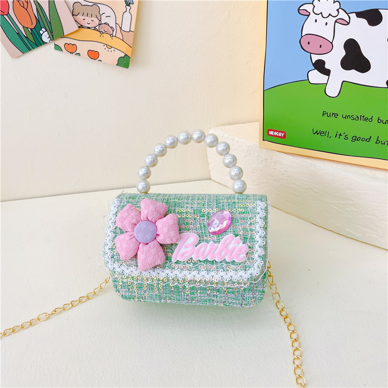 Korean Style Kid's Handbag Classic Style Flower Crossbody Bag for Girls Mini Chain Small Square Bag Trendy One-Shoulder Backpack