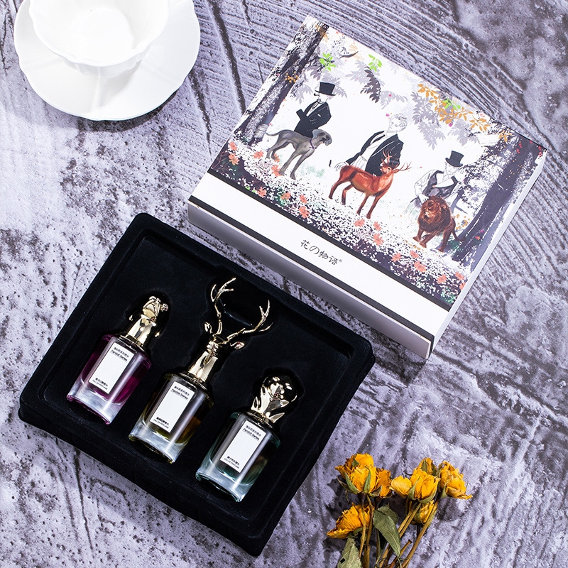 Flower Words Cross-Border Beast Head Fox Elk Animal Perfume Men and Women Gift Set Tik Tok Live Stream Hot Sale