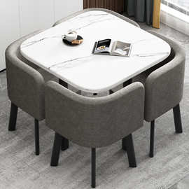 折叠餐桌家用小户型吃饭方桌子现代简约圆桌休闲洽谈接待桌椅组合