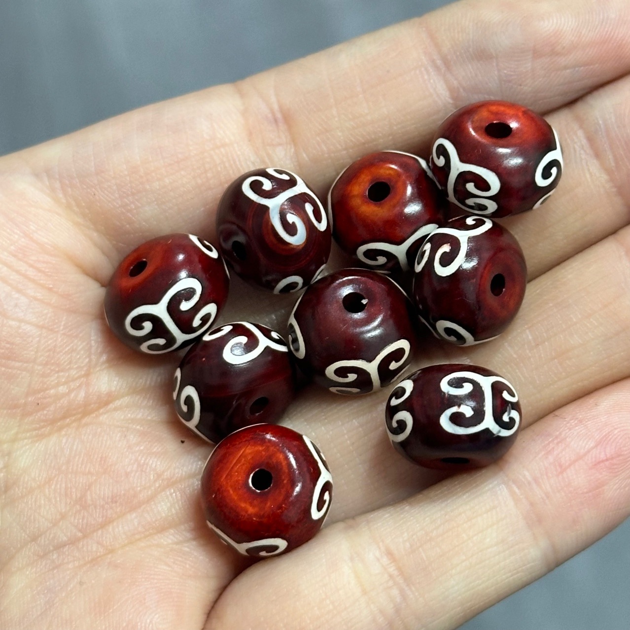 玛瑙回纹算盘珠 复古天眼玛瑙手链手串diy散珠男女项链吊坠送礼