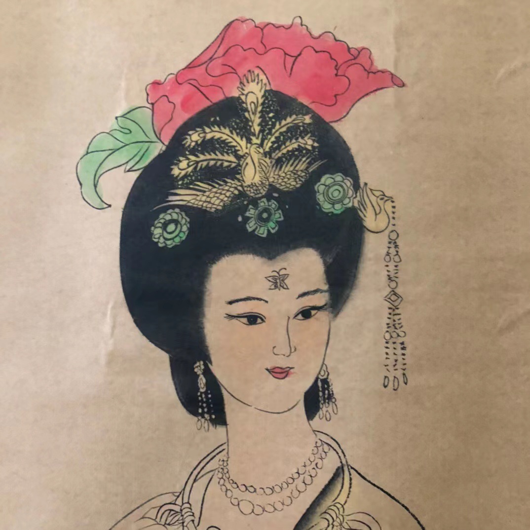 古玩古画字画人物画杨贵妃仿明代名家唐伯虎真迹客厅唐寅艺术品