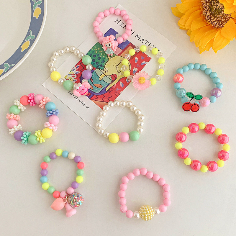 儿童可爱卡通串珠手链女孩韩国公主时尚首饰配饰宝宝玩具饰品搭配