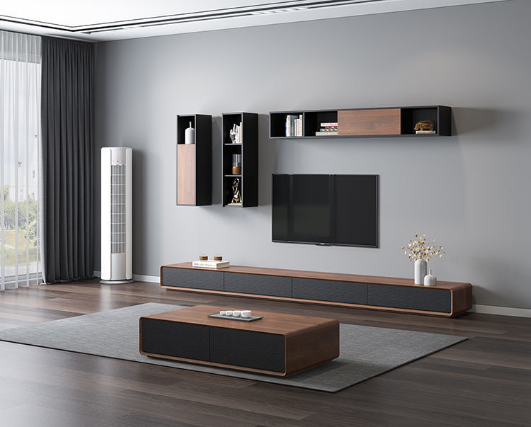 电视柜黑白现代简约小户型客厅茶几电视柜组合北欧电视柜背景墙柜