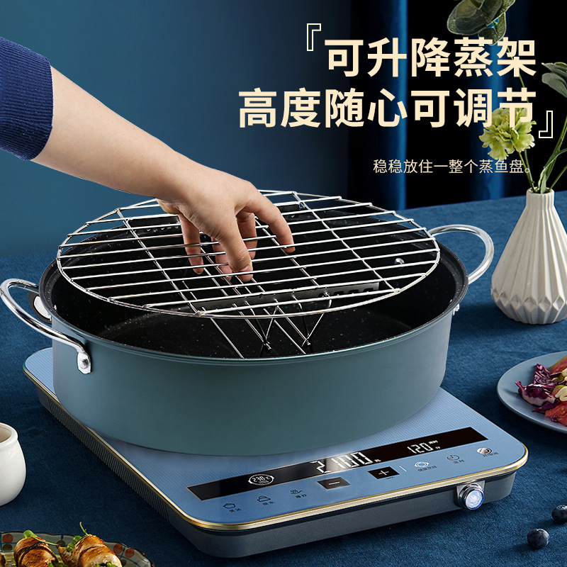 Korean Kitchen Multi-Functional Pot for Steaming Fish Household Seafood Steamer Large Oval Soup Stew-Pan Induction Cooker Universal