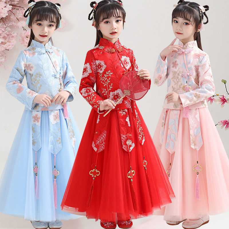 儿童汉服女春夏装女童古装裙子超仙中国风公主裙唐装童装旗袍
