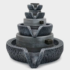 小石磨风水轮流水喷泉转运招财摆件假山盆景鱼缸池树脂仿真石磨盘