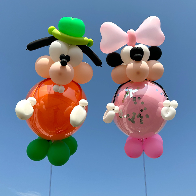 送教程网红波波球火爆款多款卡通带灯发光气球摆摊造型材料包全套