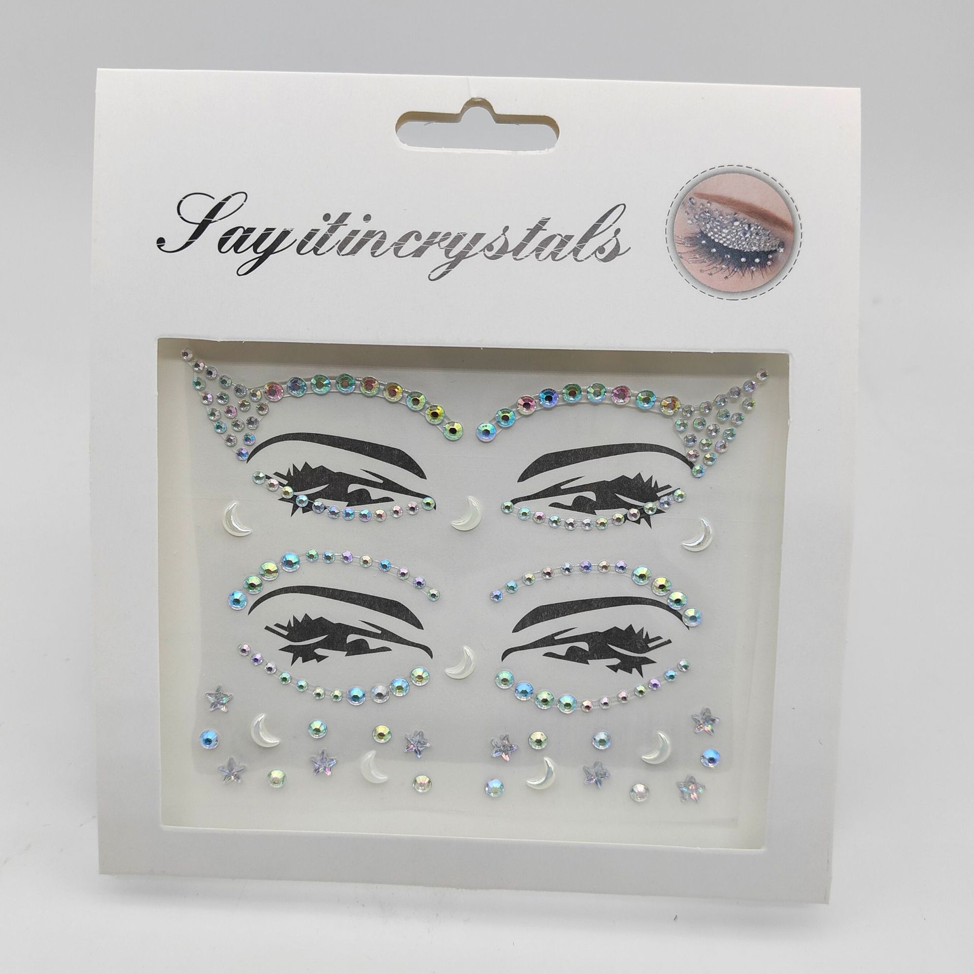 Double Eyelid Stickers New Acrylic Face Stick-on Crystals Resin Drill Face Pasters Crystal Diamond Eyebrow Stick-on Crystals Rhinestone Face Pasters