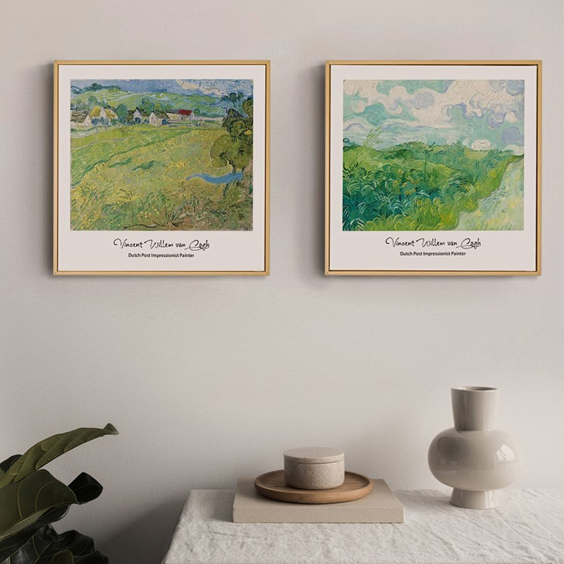 现代简约梵高油画莫奈方形留白挂画世界名画客厅餐厅装饰画壁画