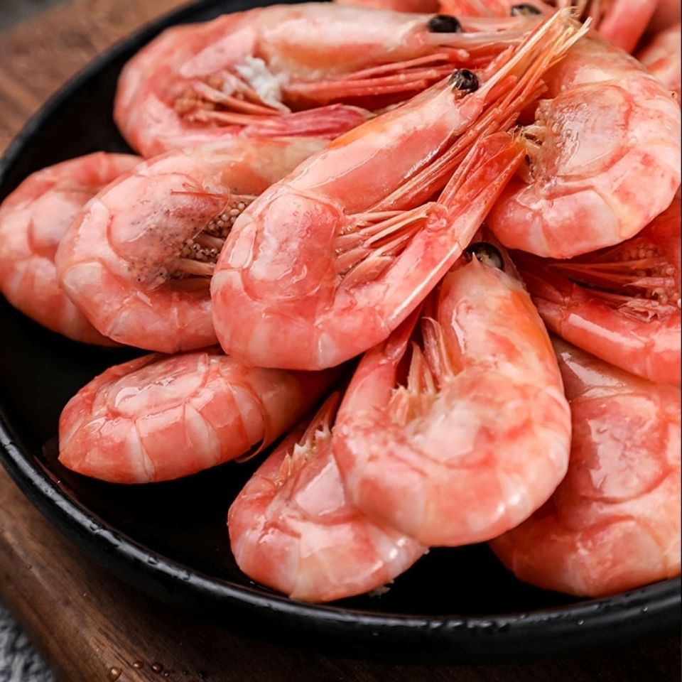 北极甜虾元宝虾北极虾即食大虾头籽腹籽带籽新货化冻即食海鲜