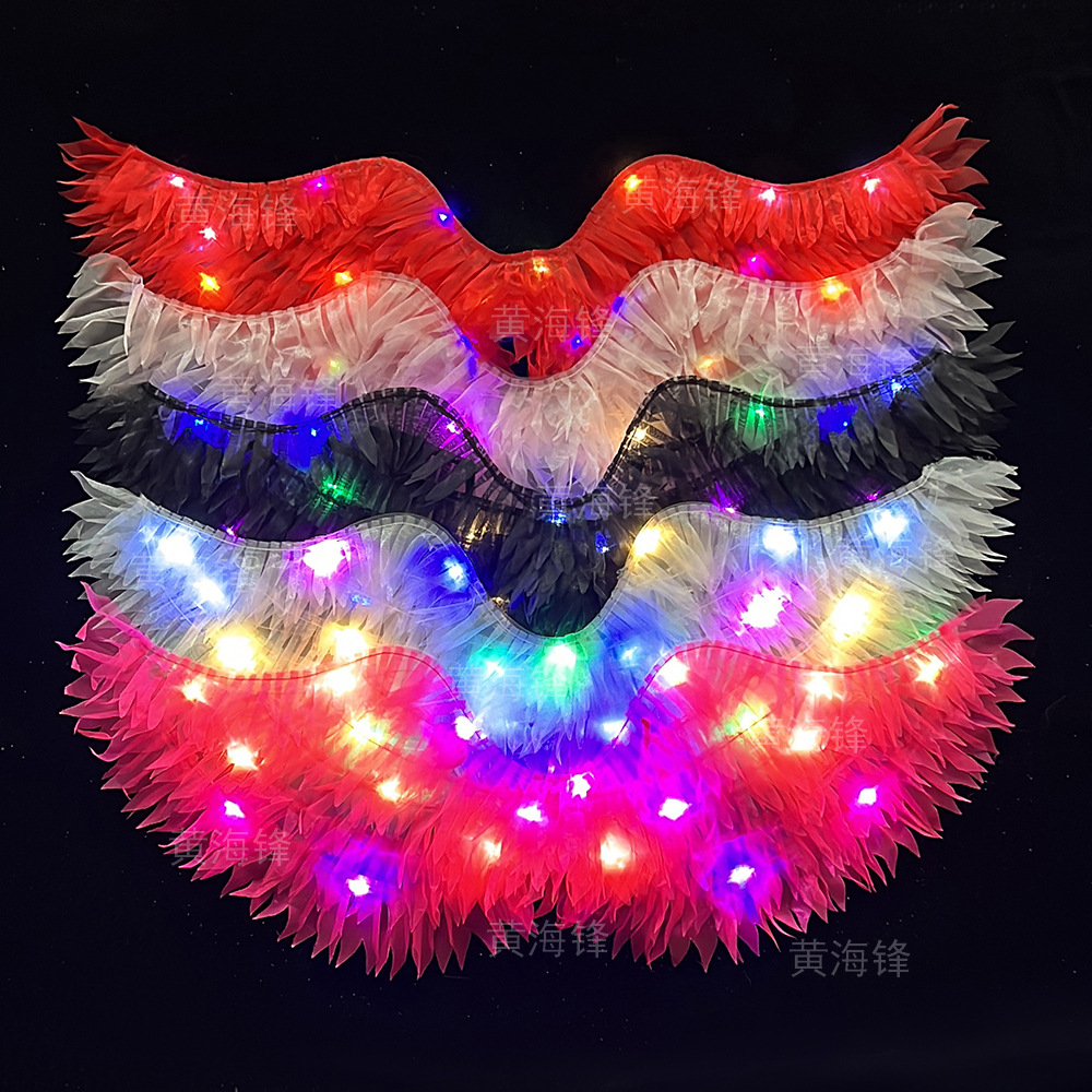 亚马逊热销儿童发光天使翅膀套装led光羽毛翅膀蓬蓬裙魔法棒套装