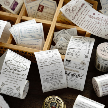 陌墨英文和纸胶带 岁月颂诗系列 轻复古基础手帐diy装饰打底6款