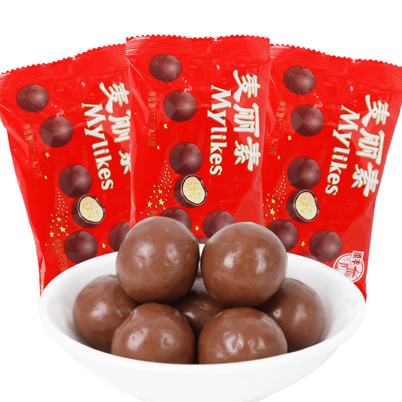 梁丰麦丽素巧克力25g休闲儿童怀旧网红零食新年糖果散装批发整箱