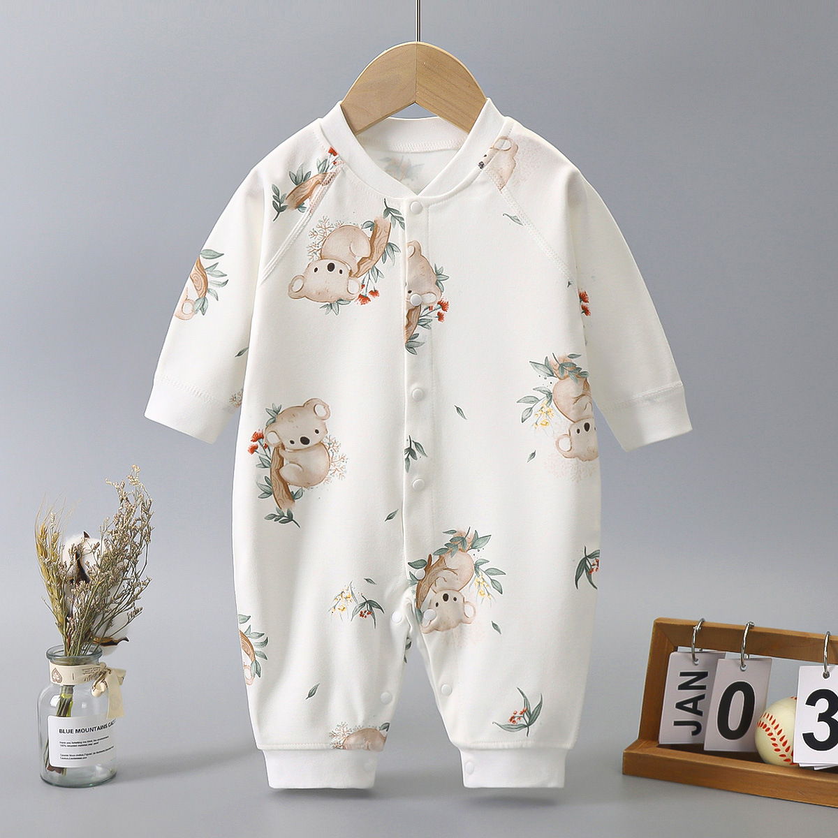 Baby Jumpsuit Spring and Autumn Boys and Girls Baby Autumn Romper Newborn Children's Clothes Pure Cotton Boneless Four Seasons Romper Baby Clothes