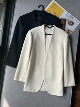 南油秋季韩版西装长袖宽松型长纯色长袖气质通勤简洁百搭西装外套