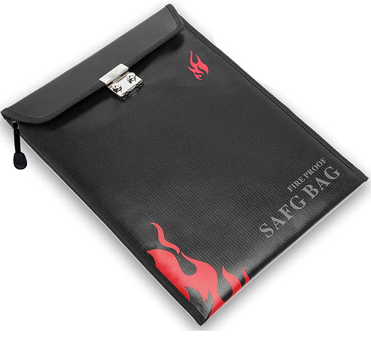 跨境密码锁拉链防火文件袋 液体硅胶防火资料档案收纳袋绝火袋