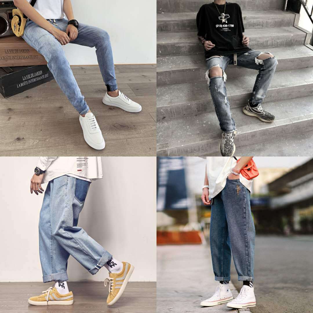 2023 Hong Kong Style New Miscellaneous Jeans Men's Straight Elastic Trend Casual Long Jeans Manufacturer Direct Wholesale