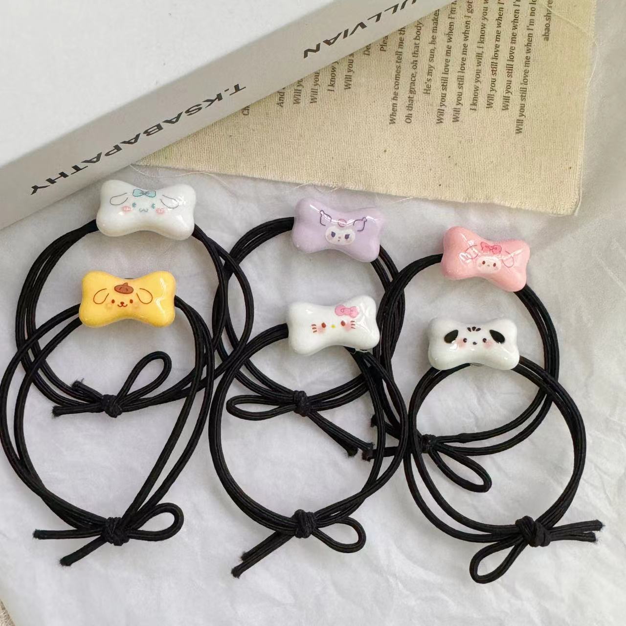 表情骨头发绳新款可爱男友情小皮筋闺蜜手链少女森系头绳手绳两用
