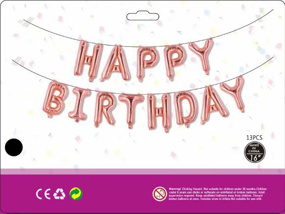 16-Inch Happy Birthday Letter Balloon Set Happy Birthday Aluminum Balloon Happy Birthday Banner