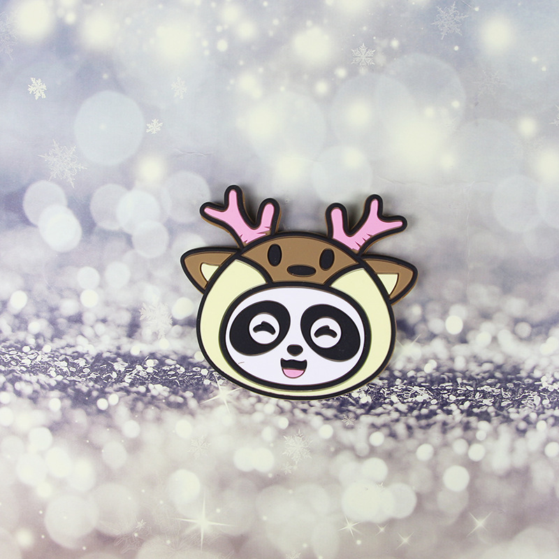 创意熊猫头套小镜子便携式可爱精致单面镜迷你卡通送礼女生化妆镜